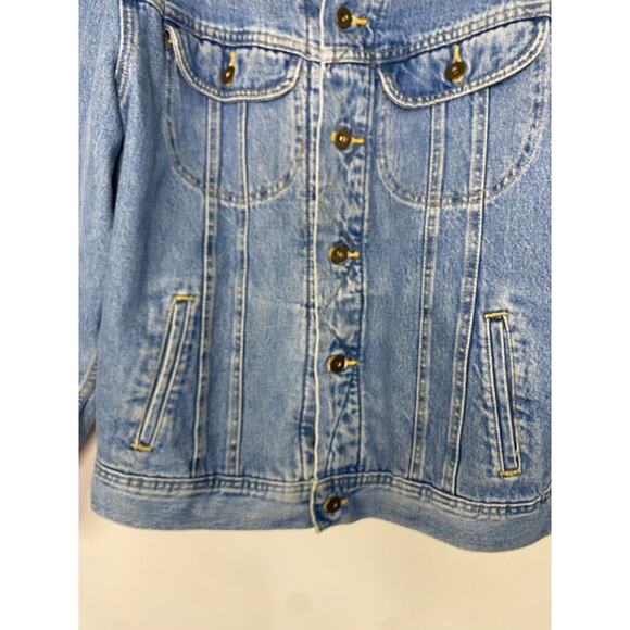 Women Vintage Lee Dungarees Lined Button Up Jean Jacket Med Chore Coat Country - Picture 3 of 16